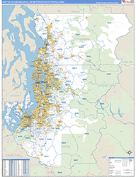 Seattle-Tacoma-Bellevue Metro Area Wall Map Basic Style 2026